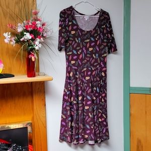 Lularoe Nicole Dress - Feather Print